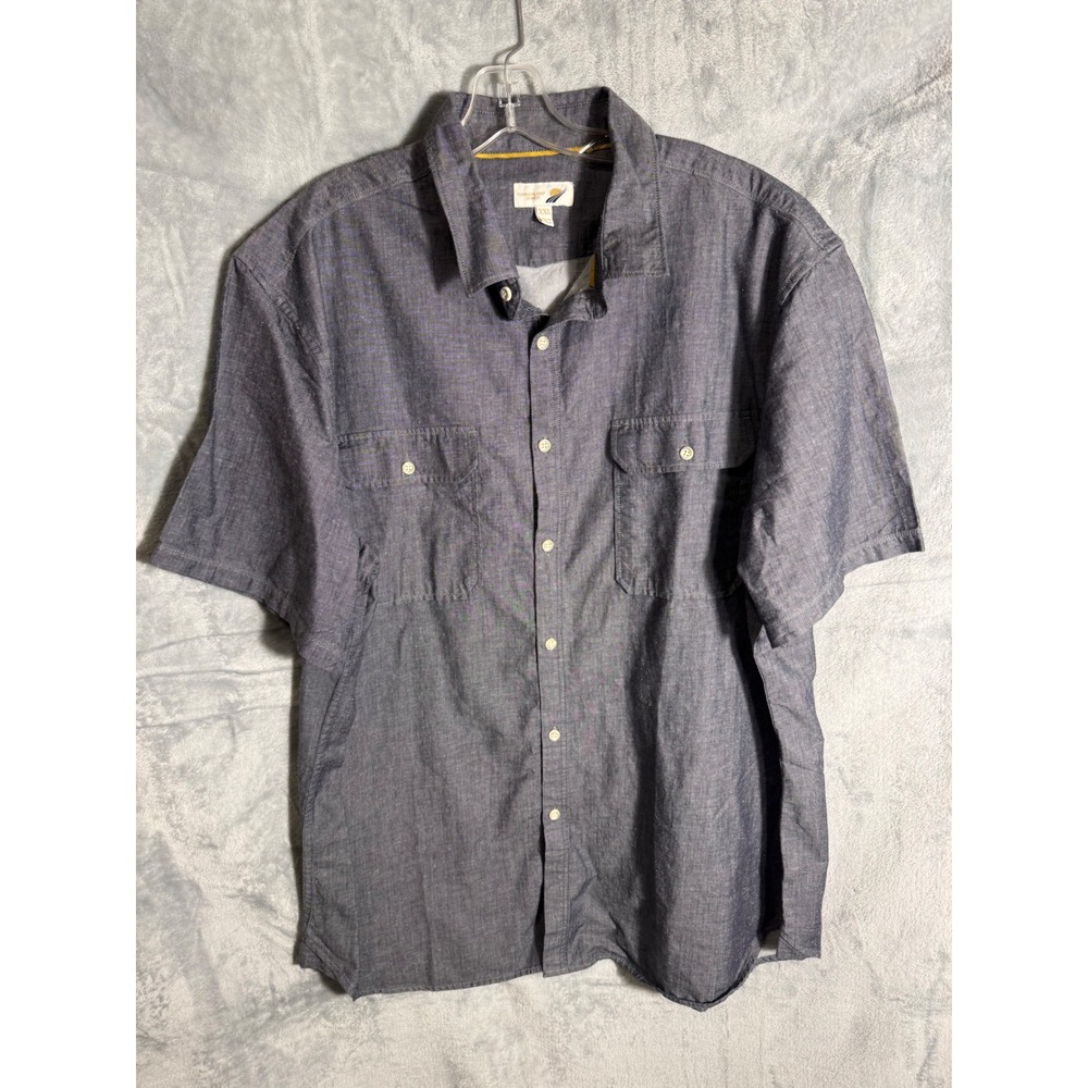 Fundamental Coast Men XXL Navy Blue Cotton Short Sleeve Button Up Work Shirt